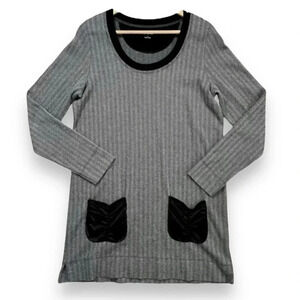 NWOT Soft Surroundings Herringbone Velvet Trim Sweater Tunic Dress